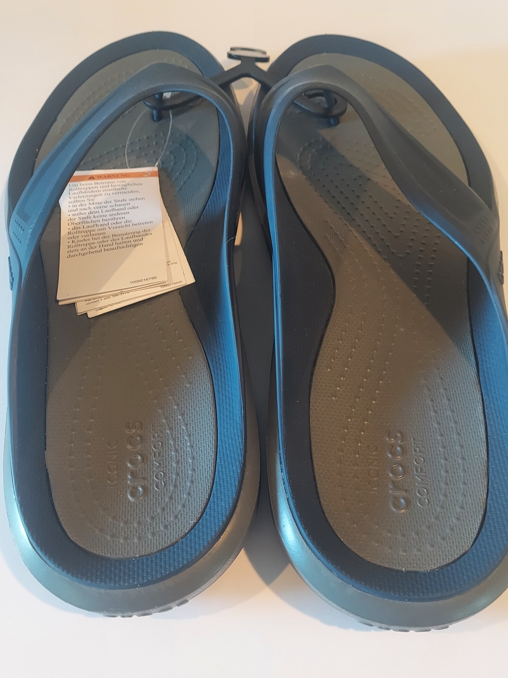 New Mens Crocs Blue & Gray Flip Flop Sandals Size 12